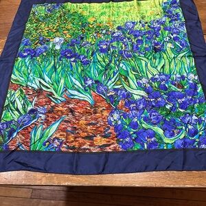 Ralph Marlin Blue Art Scarf NWT 36x36 silk